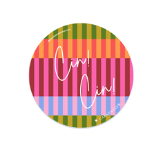 Load image into Gallery viewer, A cabana club premium paper coaster with "Cin! Cin!"