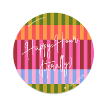 Load image into Gallery viewer, A cabana club premium paper coaster with "Happy Hour (literally)"