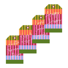 Load image into Gallery viewer, Cabana Club gift tag half a set (4 tags) in the multi-stripes on textured paper
